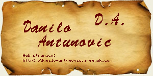 Danilo Antunović vizit kartica